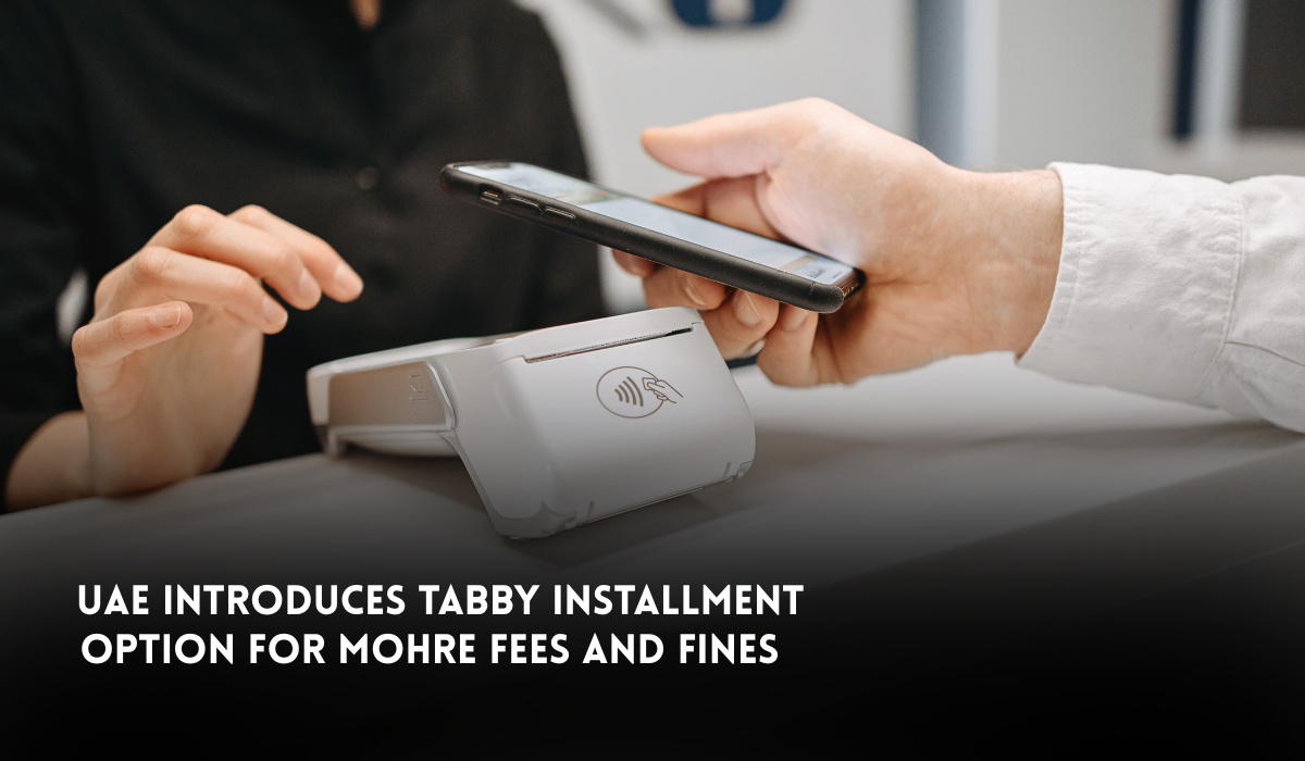 Customer making a digital payment for MoHRE fees and fines through Tabby in UAE.