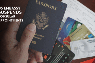 US passport representing US Embassy consular appointments in UAE.