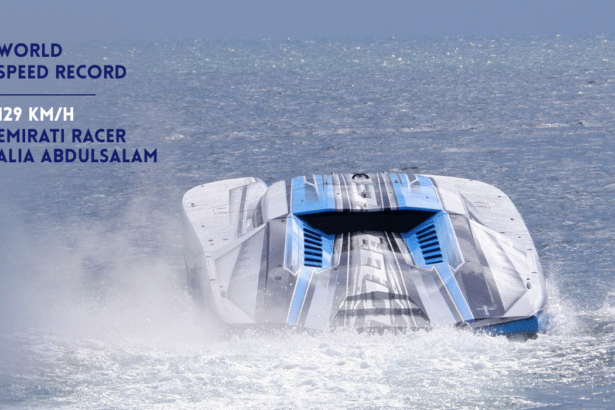 Emirati racer Alia Abdulsalam during Formula 4 powerboat racing.