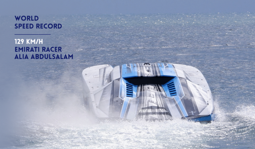 Emirati racer Alia Abdulsalam during Formula 4 powerboat racing.
