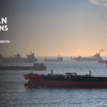 Oil tankers sailing through the Strait of Hormuz amid US-Iran tensions.