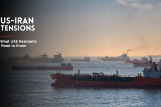 Oil tankers sailing through the Strait of Hormuz amid US-Iran tensions.