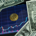US dollar notes with Bitcoin