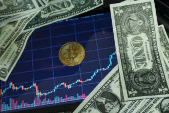US dollar notes with Bitcoin