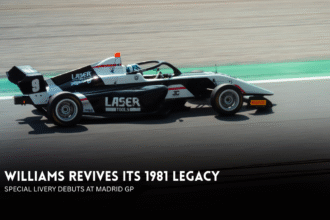 Williams inspired racing car at the Spanish Grand Prix in Madrid.