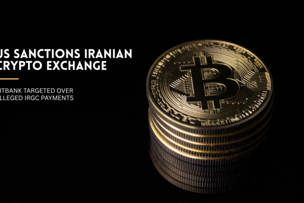 Bitcoin coins representing Iranian crypto sanctions.