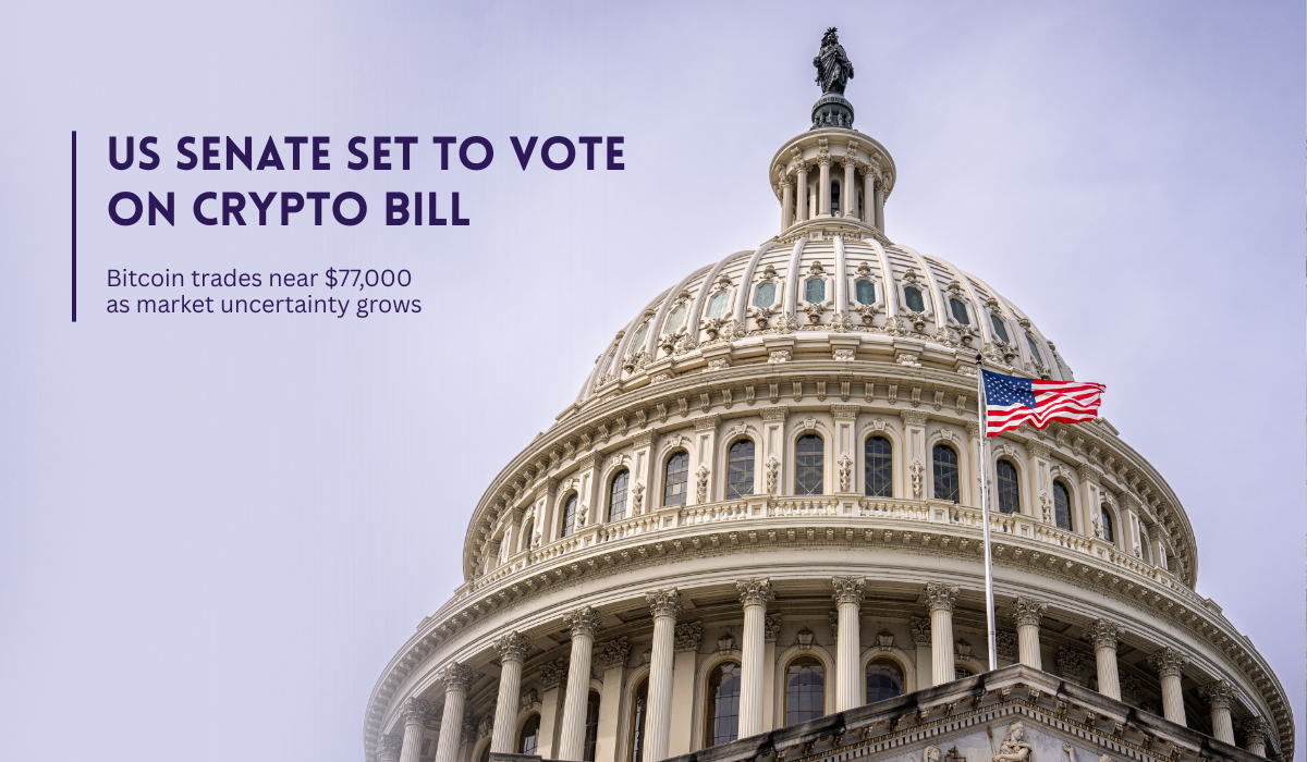 US Capitol and American flag ahead of crypto bill vote.