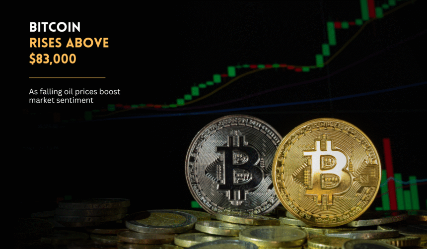 Bitcoin rises above $83,000 as market sentiment improves.