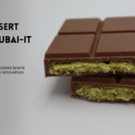 Dubai chocolate bar with pistachio filling and crispy knafeh.